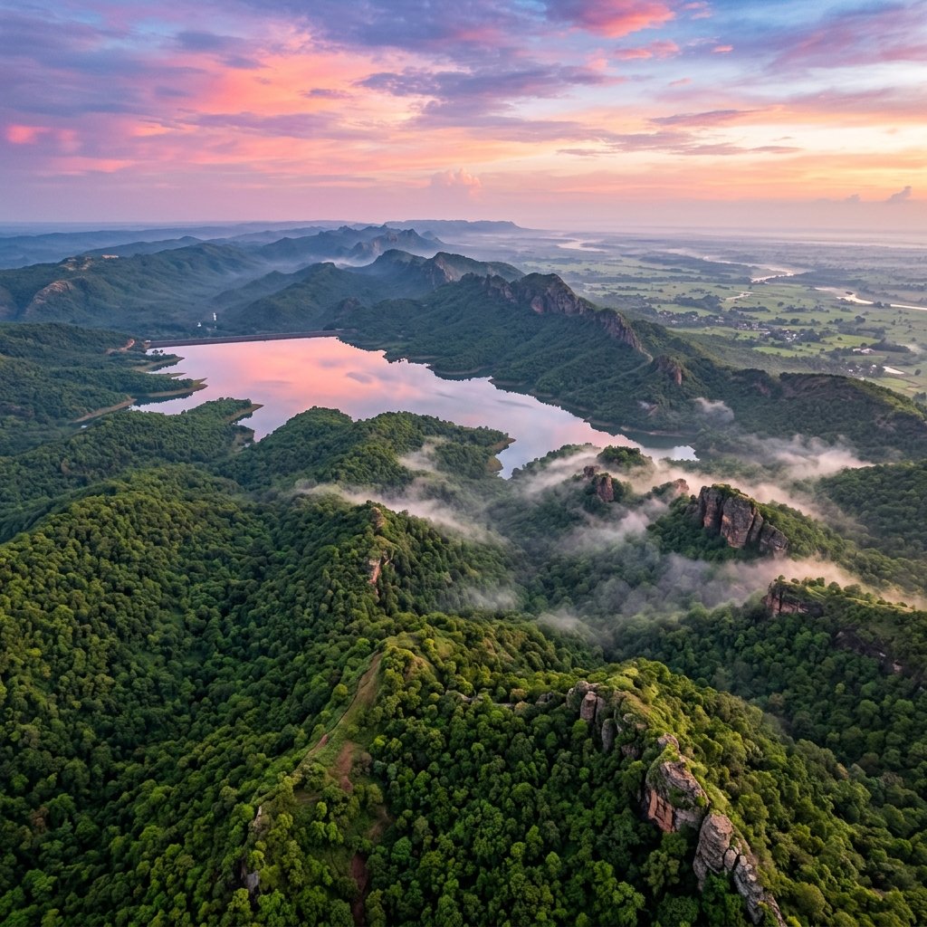 Vindhya mountain range and forest landscape near Mirzapur